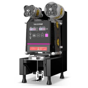 Lecon Cup Sealing Machine Full Automatic, Electric Cup Sealer 600 Cups/H, Bubble Tea Machine with LCD Intelligent Display, 90/95 mm Cup for Bubble Milk Tea ,Coffee