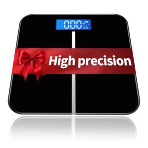 EZ-U Digital Bathroom Scale for Body Weight, Accurate Digital Scale Bathroom with LED Display and Temperature, Step-On Technology, Tempered Glass Weight Scale for People 396 lb Capacity(Black)