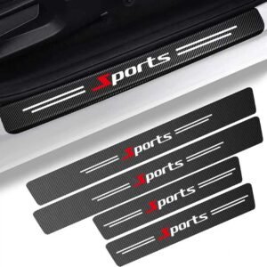 EZ-U Car Door Sill Protector, 4 Piece Carbon Fiber Sports Threshold Sticker, Self-Adhesive Anti-Scratch Waterproof Interior Accessories