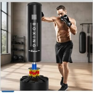 EZ-U 70 Inch Freestanding Punching Bag with Stand for Adults and Teens Heavy Boxing Bag with 12 Suction Cups Shock-Absorbing Kickboxing Training Bag for MMA, Muay Thai and Home Gym Black