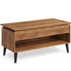 EZ-U 39.4 Inch Lift Top Coffee Table with Storage, Convertible Coffee Table with Gas Spring, Hidden Compartment and Open Bottom Shelf, Modern Wood Center Table for Living Room and Apartment, Honey Brown